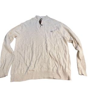 🌸 Chaps Men's Elbow‎ Patch Pullover Cream color Cotton Sweater size XL